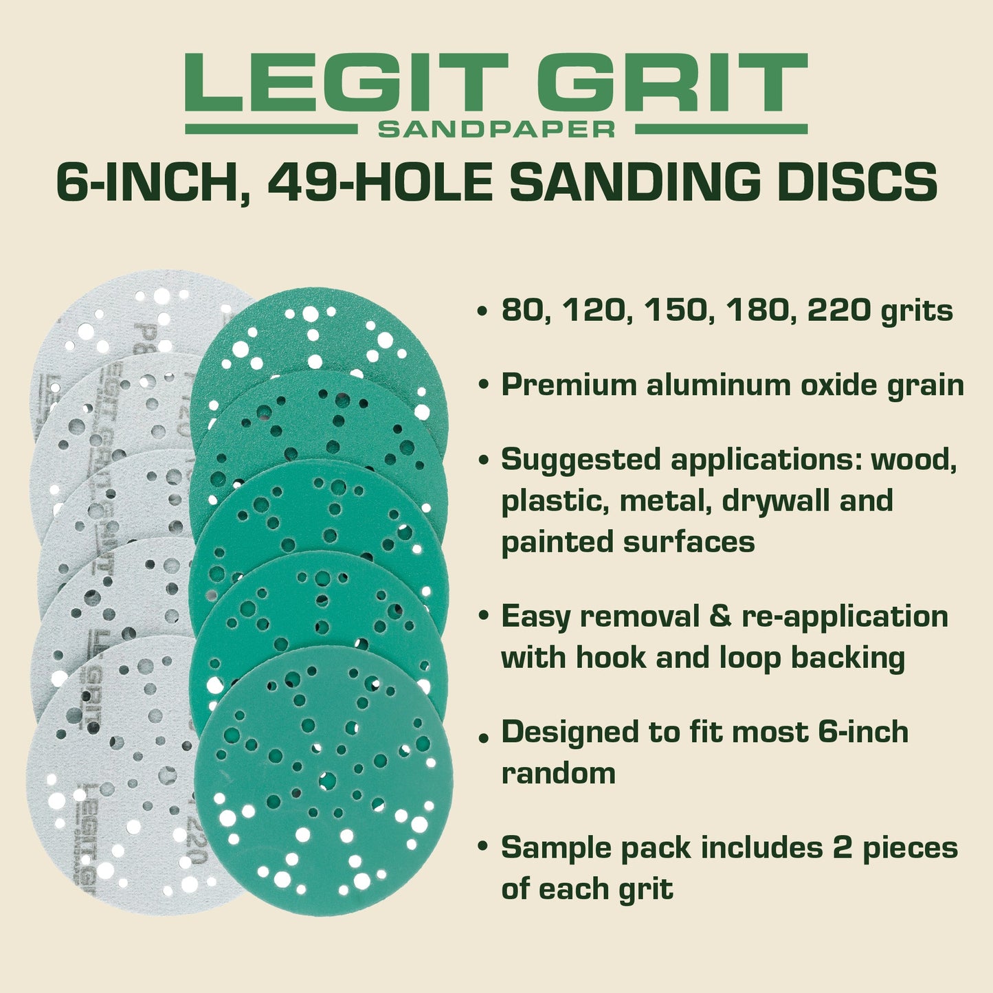 Disc Sample Pack, Mixed Grits, 2 Pieces/Grit, 10-Pack - Legit Grit