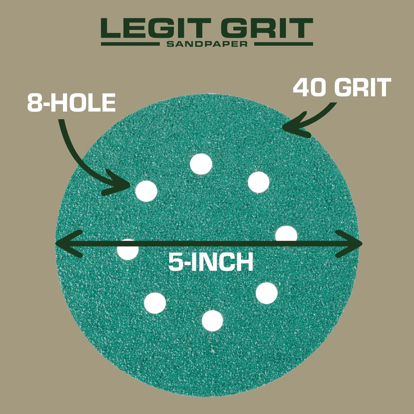 5-Inch 8-Hole Sanding Discs Legit Grit