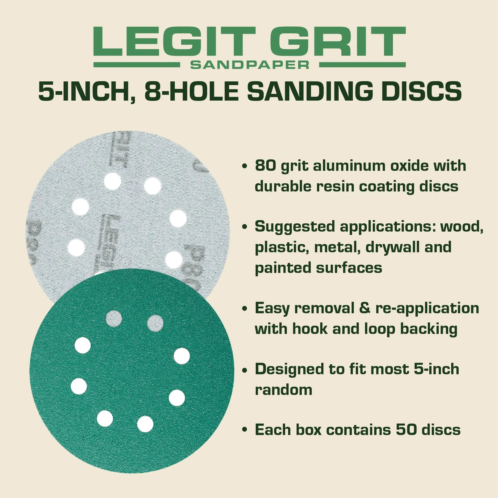 5-Inch 8-Hole Sanding Discs Legit Grit