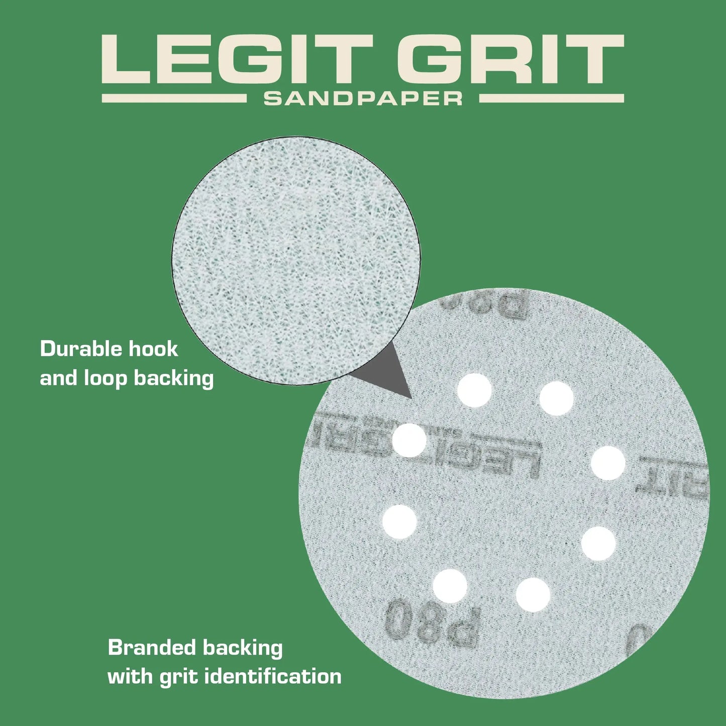 5-Inch 8-Hole Sanding Discs Legit Grit