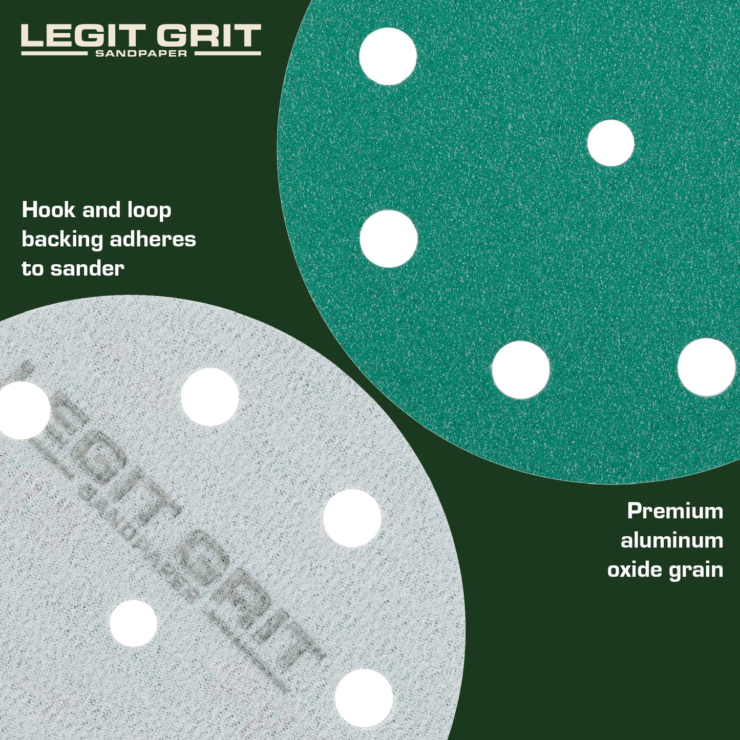 5-Inch 9-Hole Sanding Discs, Single Grit, 50/100/150-Packs - Legit Grit