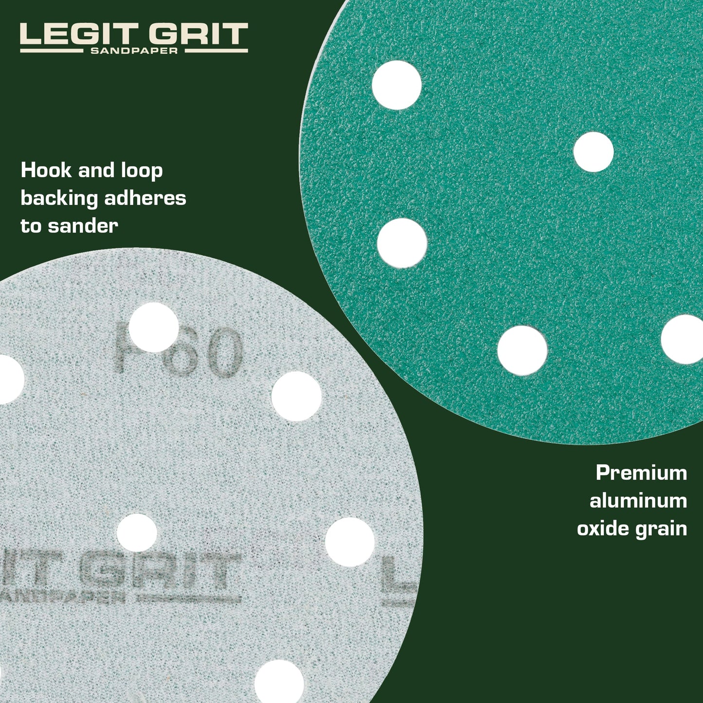 5-Inch 9-Hole Sanding Discs, Single Grit, 50/100/150-Packs - Legit Grit