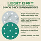 5-Inch 9-Hole Sanding Discs, Single Grit, 50/100/150-Packs - Legit Grit