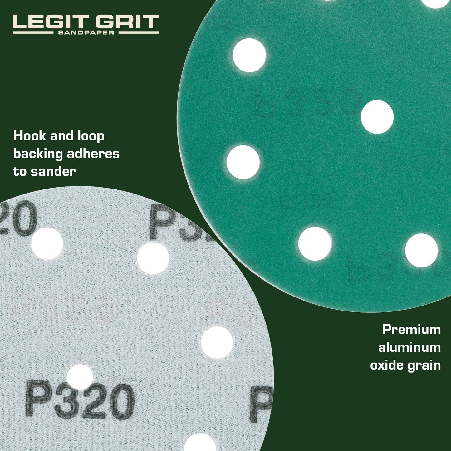 5-Inch 9-Hole Sanding Discs, Single Grit, 50/100/150-Packs - Legit Grit