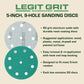 5-Inch 9-Hole Sanding Discs, Single Grit, 50/100/150-Packs - Legit Grit