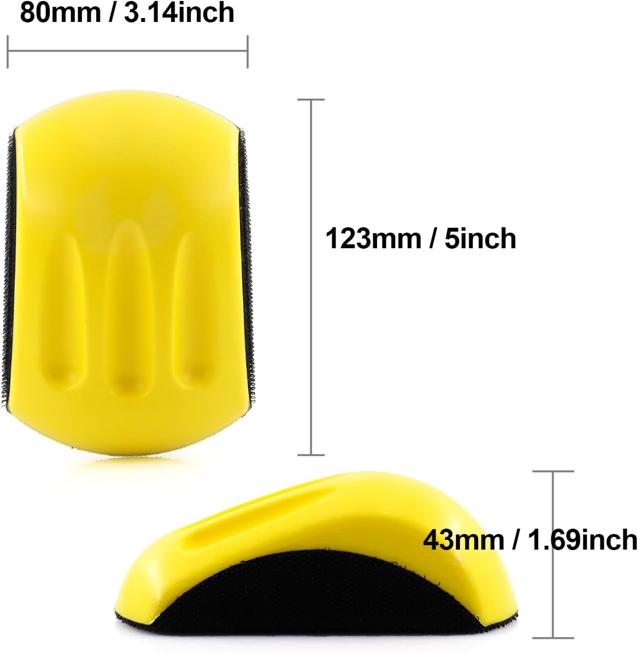 5-Inch Hand Sanding Mouse, Hook and Loop Attachment, Yellow - Legit Grit