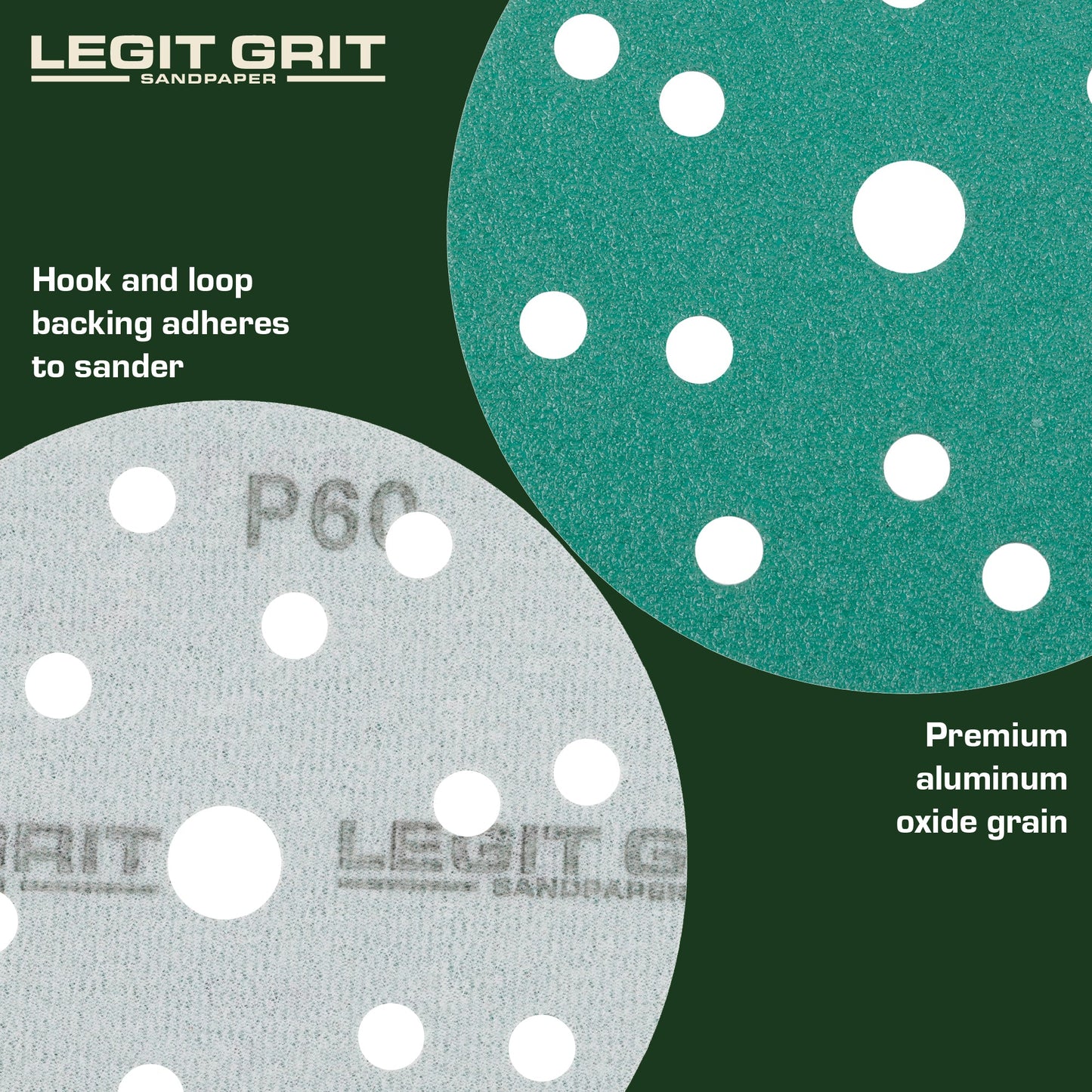 6-Inch 15-Hole Sanding Discs, Single Grit, 50/100/150-Packs - Legit Grit