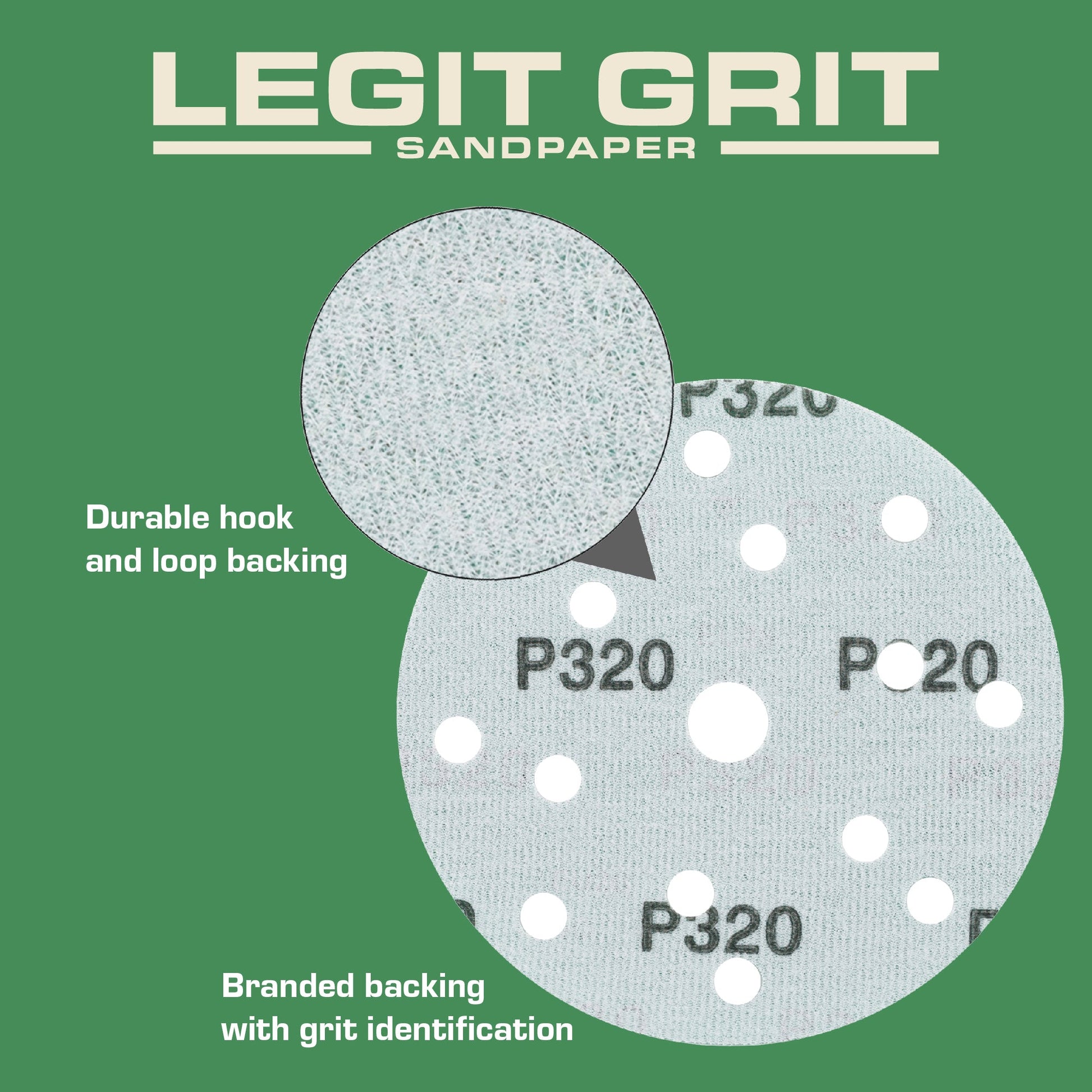 6-Inch 15-Hole Sanding Discs, Single Grit, 50/100/150-Packs - Legit Grit