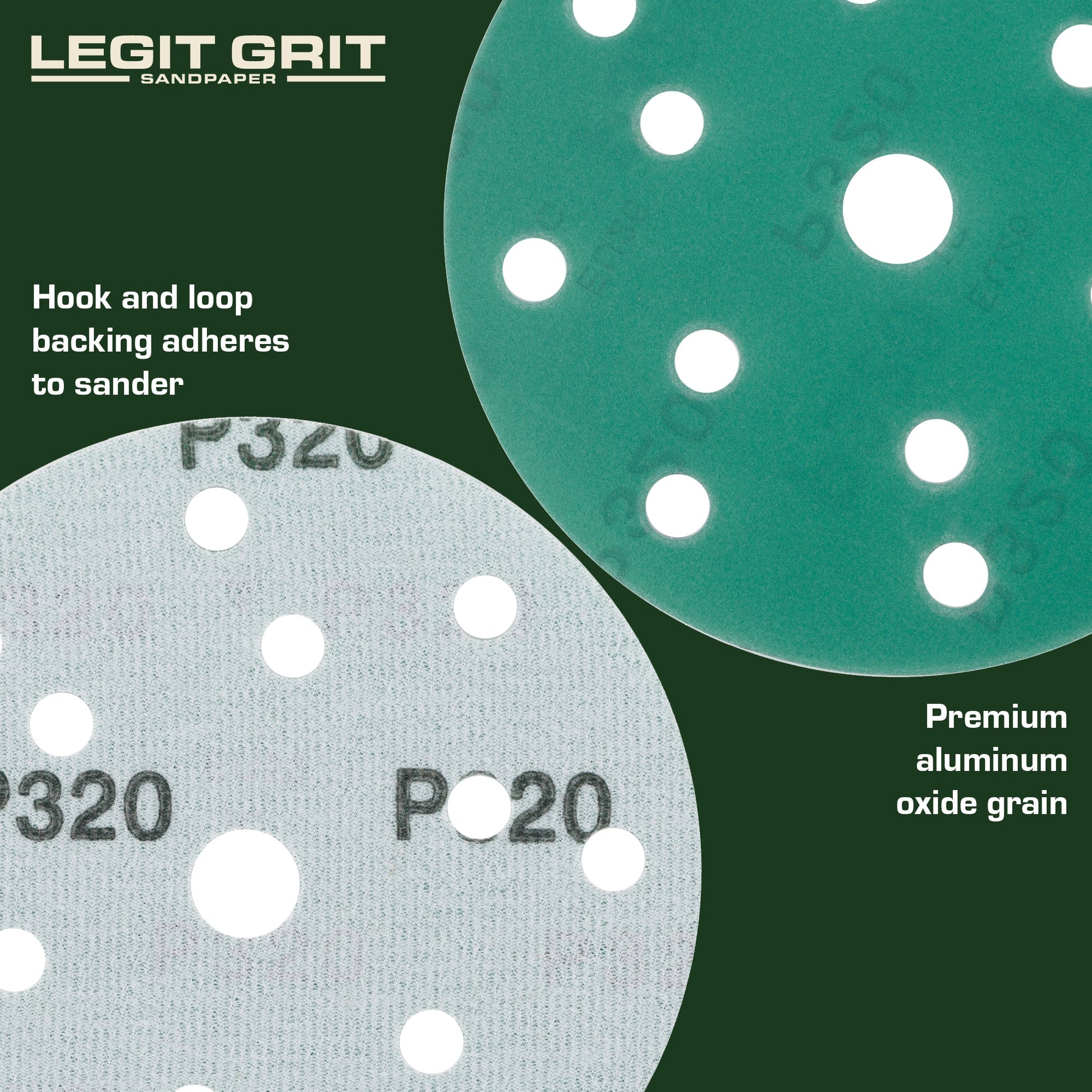 6-Inch 15-Hole Sanding Discs, Single Grit, 50/100/150-Packs - Legit Grit