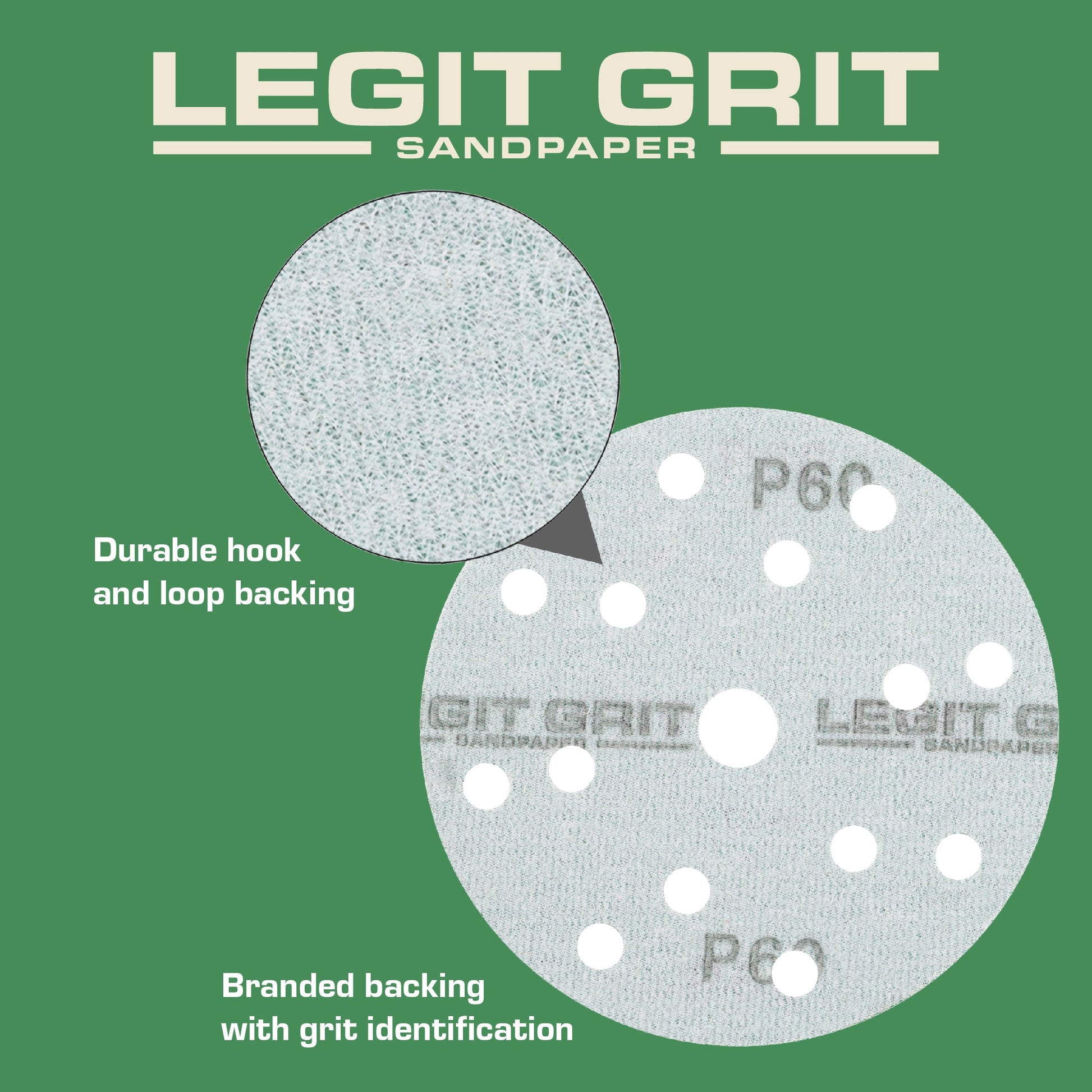 6-Inch 15-Hole Sanding Discs, Single Grit, 50/100/150-Packs - Legit Grit