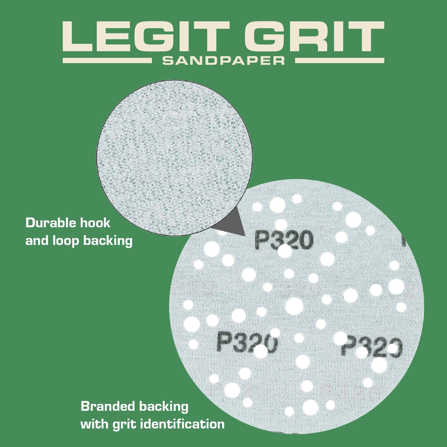 6-Inch 49-Hole Sanding Discs, Single Grit, 50/100/150-Packs - Legit Grit