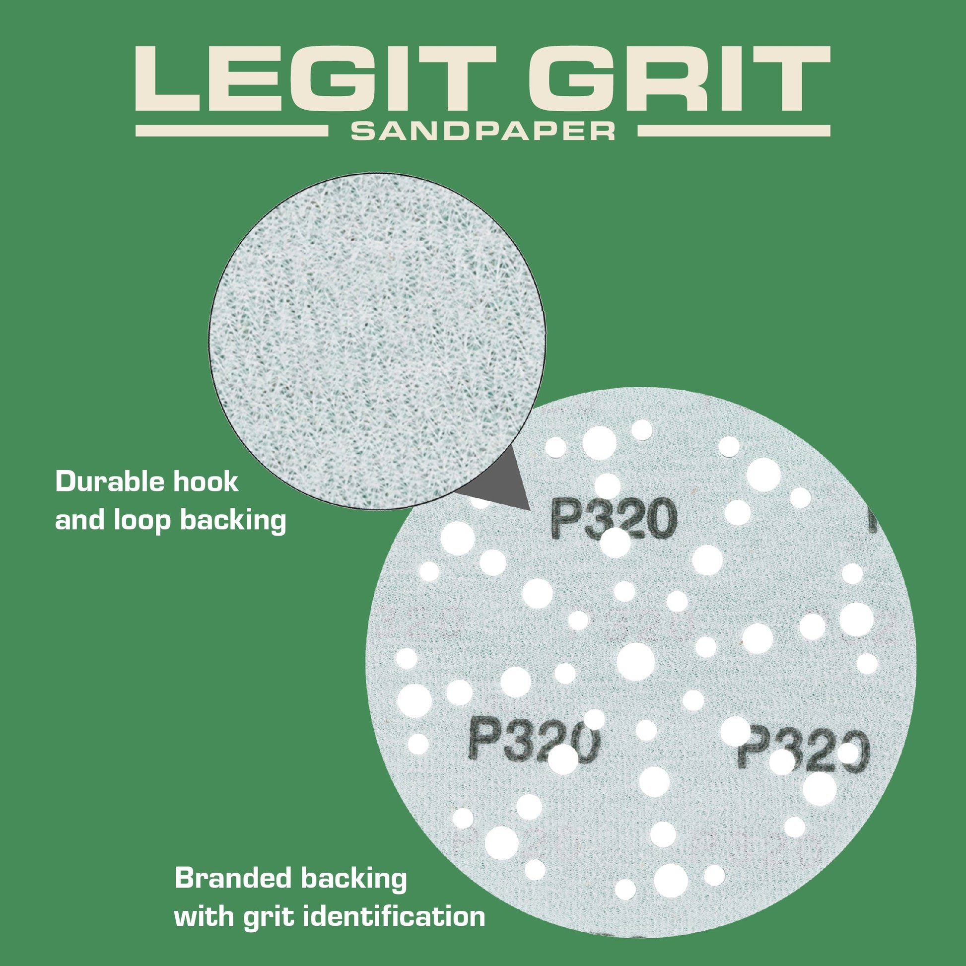 6-Inch 49-Hole Sanding Discs, Single Grit, 50/100/150-Packs - Legit Grit