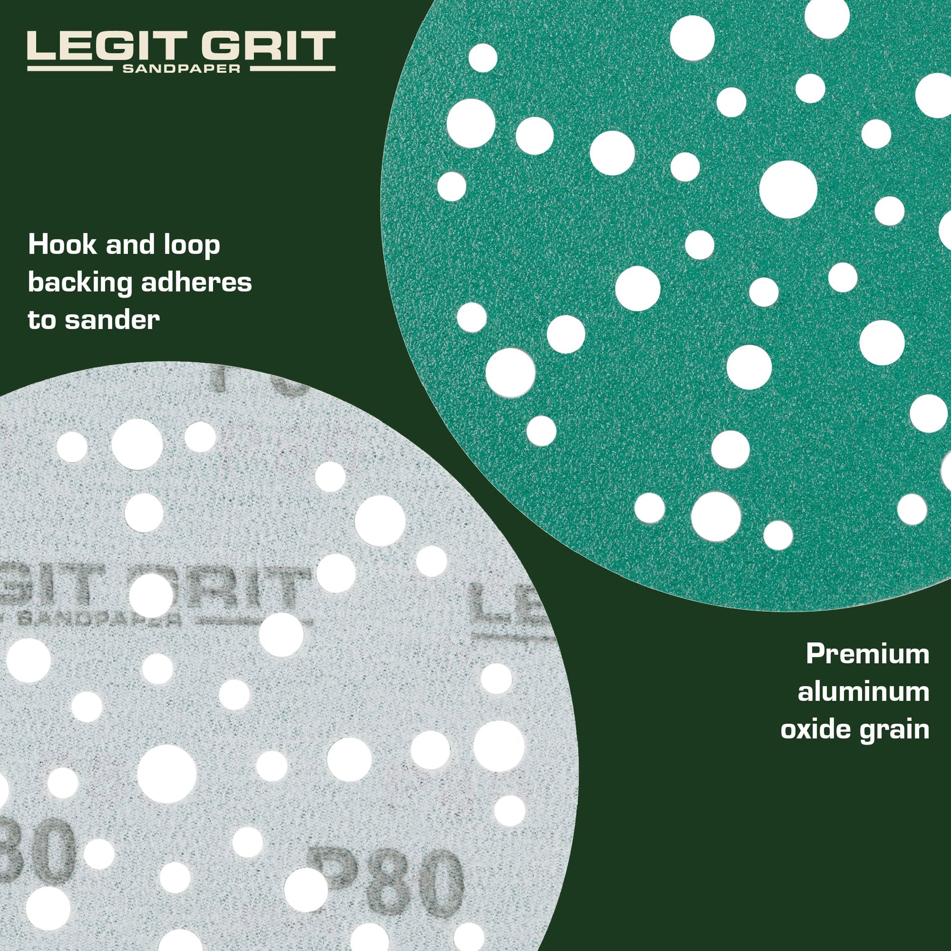 6-Inch 49-Hole Sanding Discs, Single Grit, 50/100/150-Packs - Legit Grit