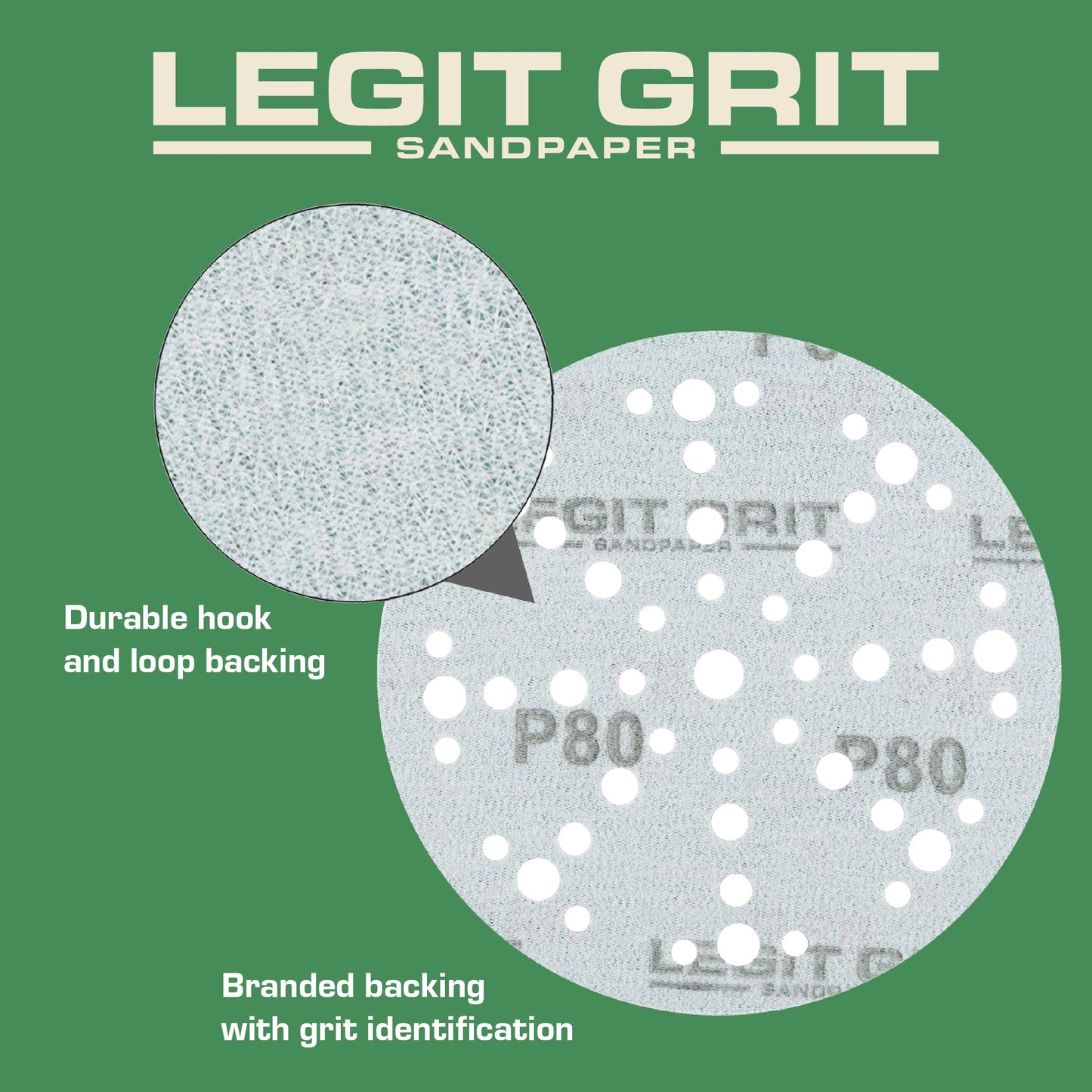 6-Inch 49-Hole Sanding Discs, Single Grit, 50/100/150-Packs - Legit Grit