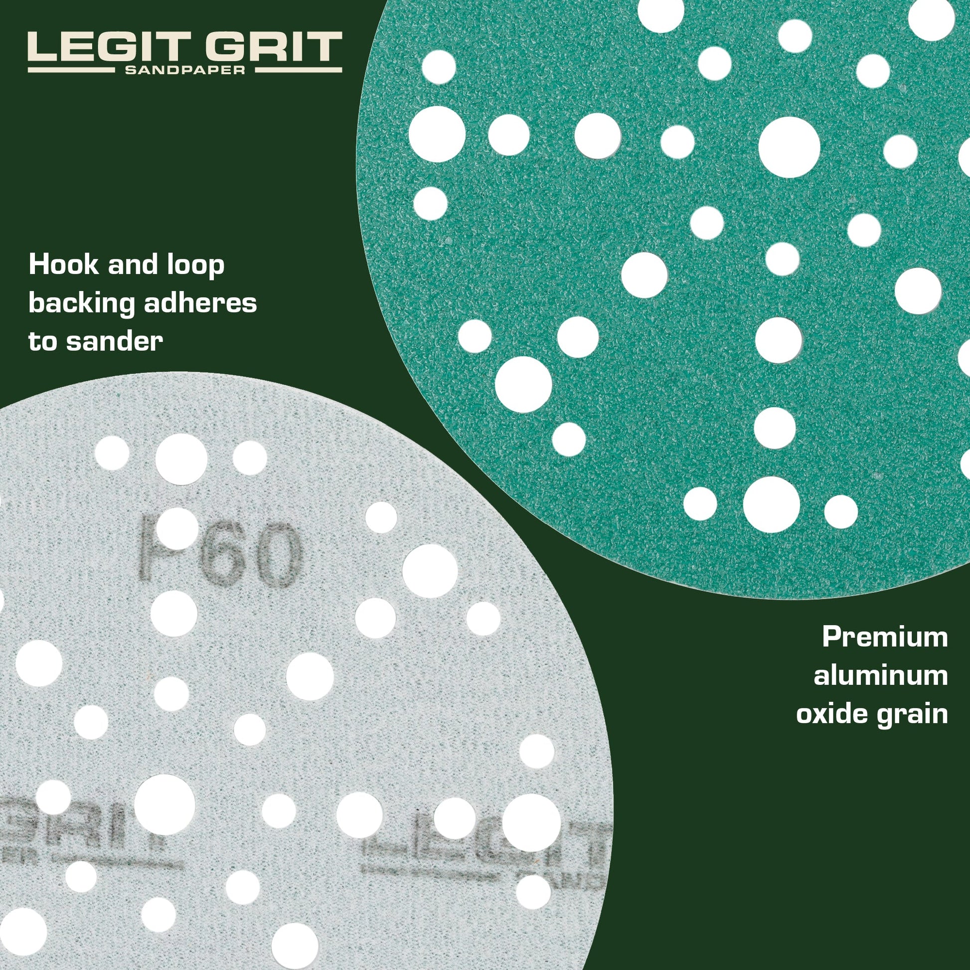 6-Inch 49-Hole Sanding Discs, Single Grit, 50/100/150-Packs - Legit Grit