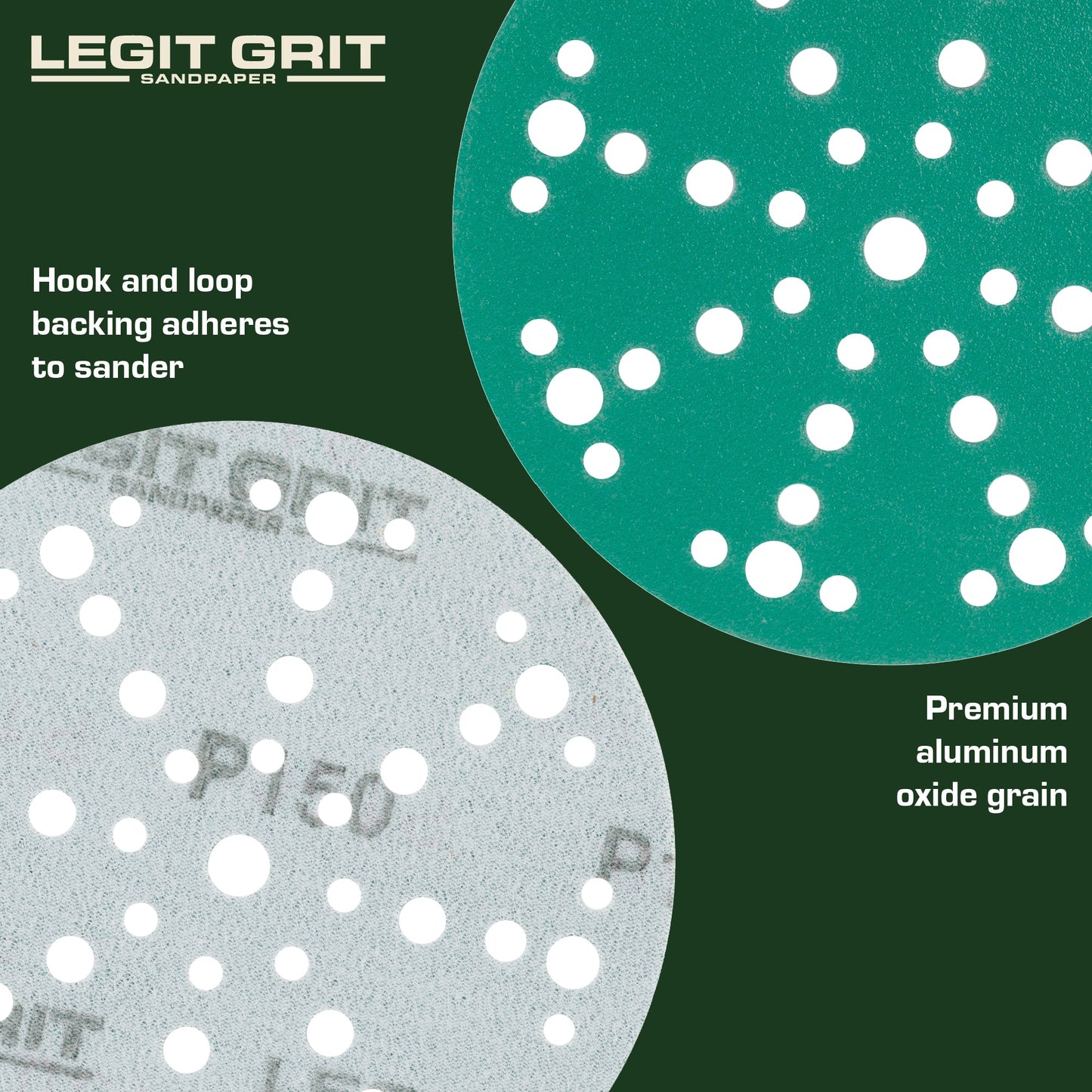 6-Inch 49-Hole Sanding Discs, Single Grit, 50/100/150-Packs - Legit Grit