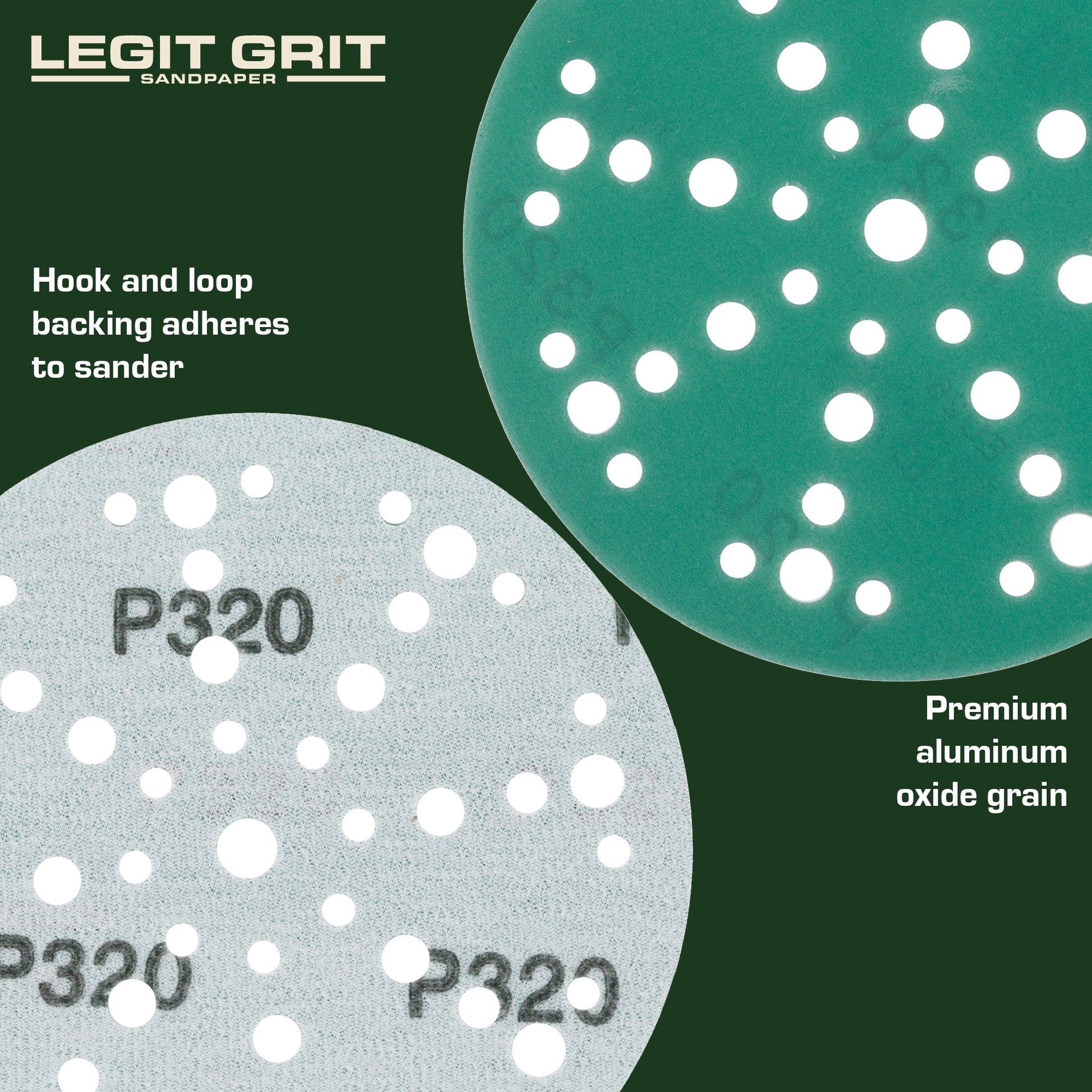 6-Inch 49-Hole Sanding Discs, Single Grit, 50/100/150-Packs - Legit Grit