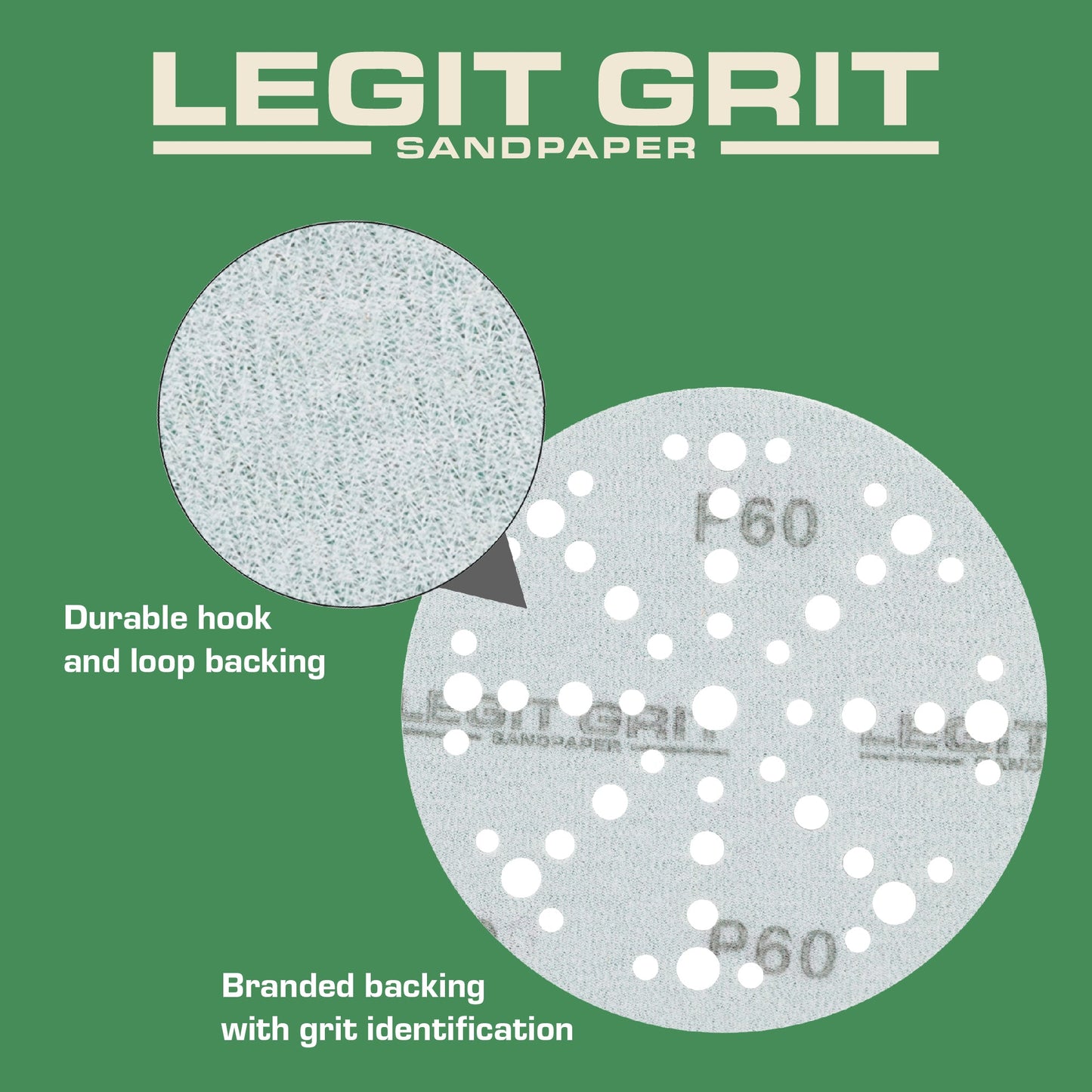 6-Inch 49-Hole Sanding Discs, Single Grit, 50/100/150-Packs - Legit Grit