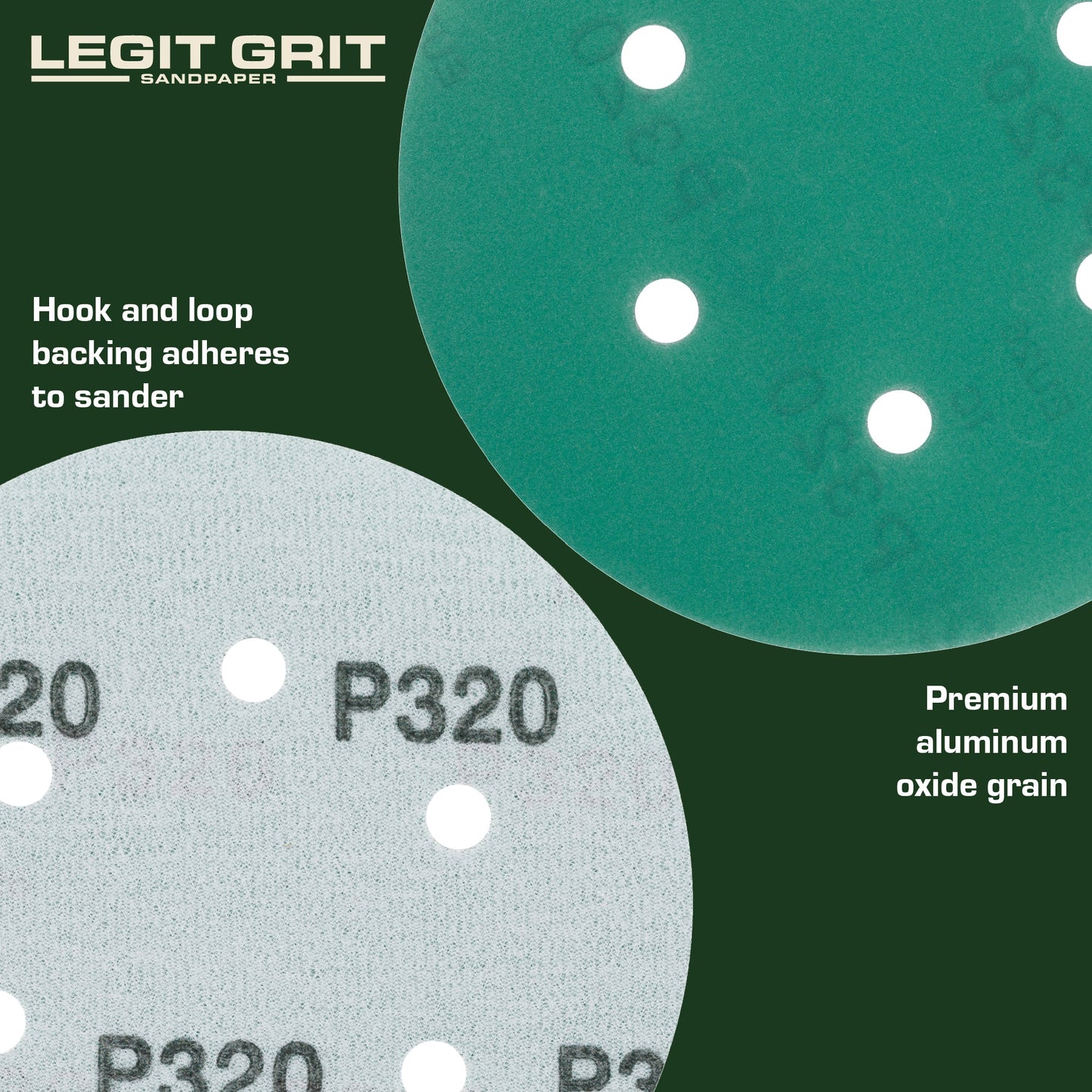 6-Inch 6-Hole Sanding Discs, Single Grit, 50/100/150-Packs - Legit Grit