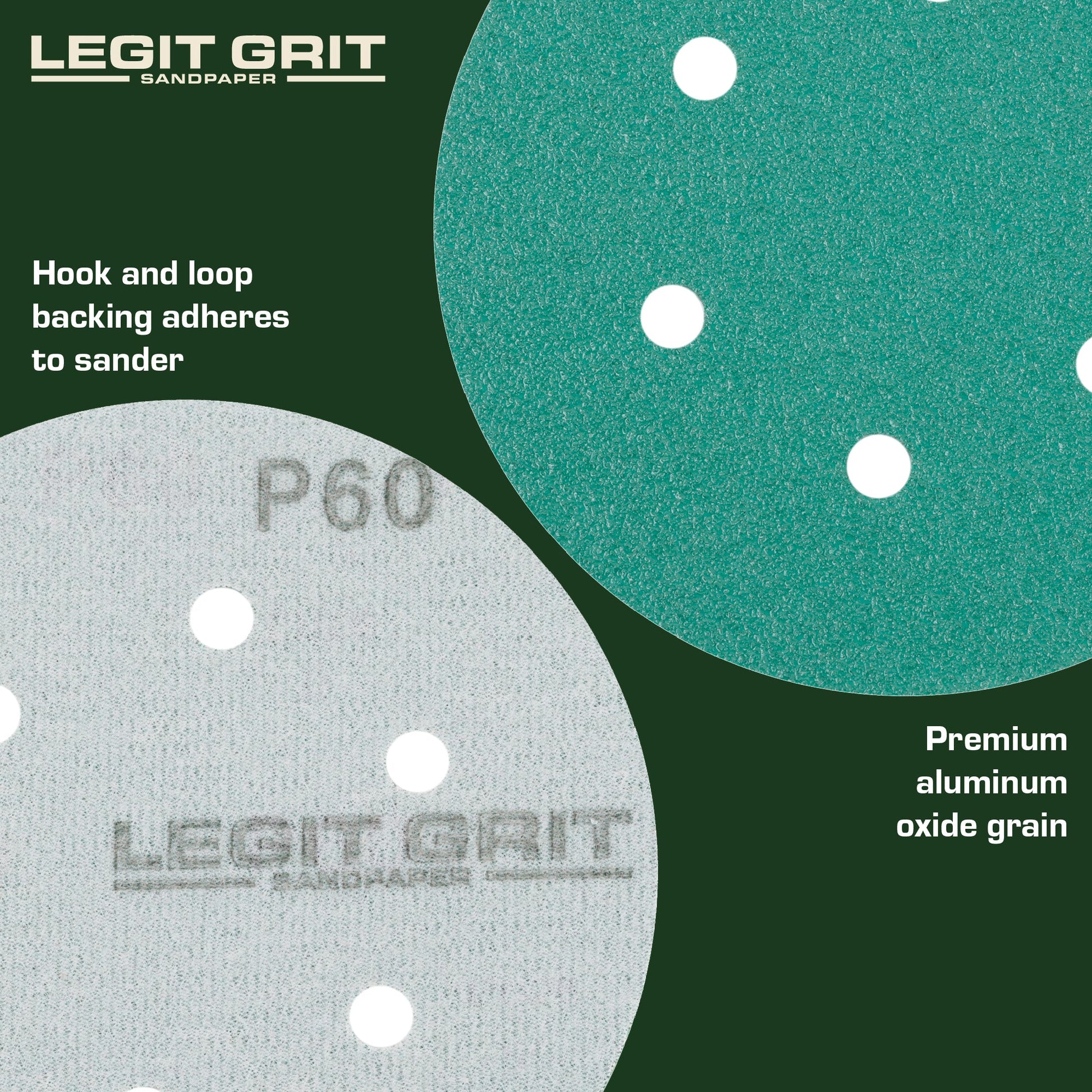 6-Inch 6-Hole Sanding Discs, Single Grit, 50/100/150-Packs - Legit Grit