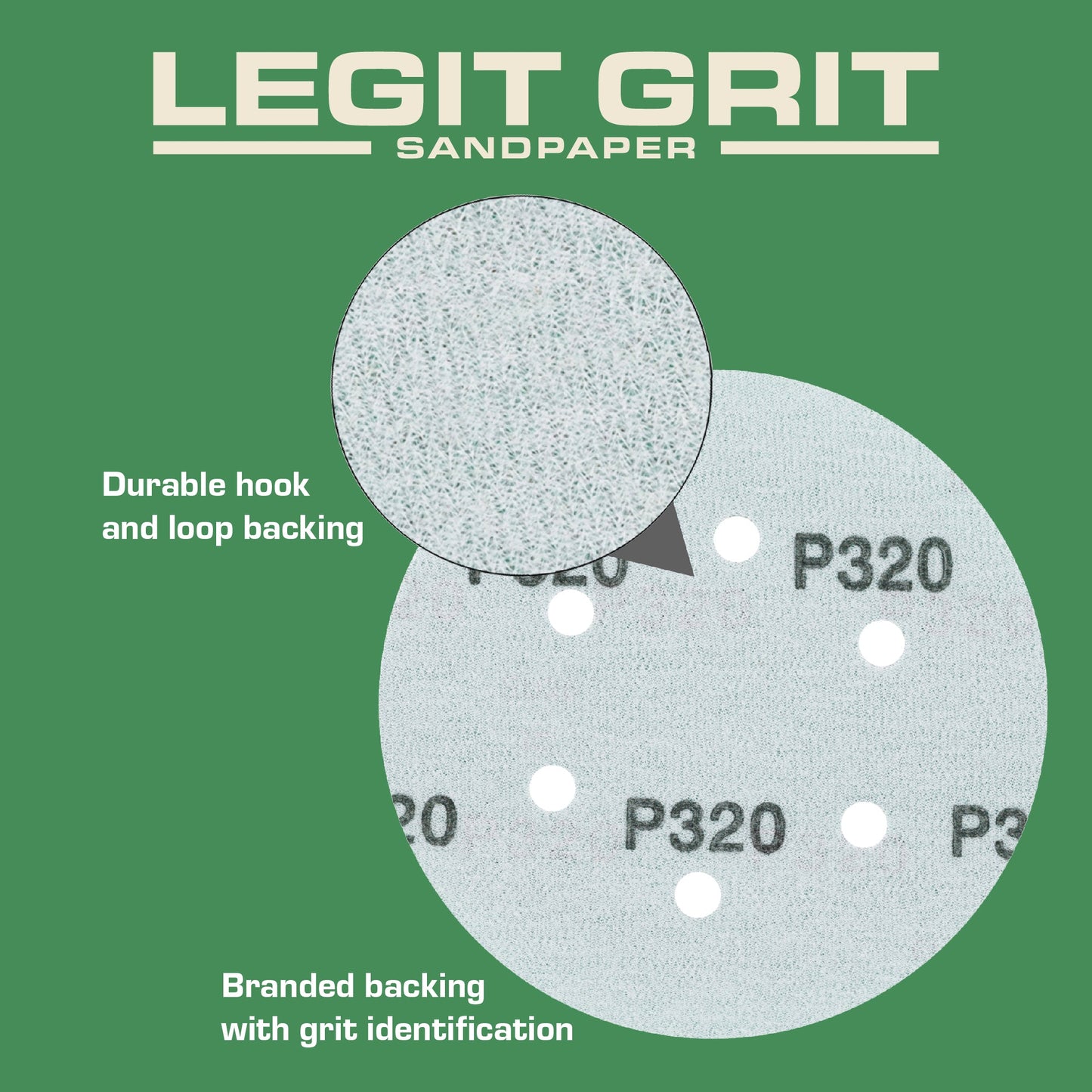 6-Inch 6-Hole Sanding Discs, Single Grit, 50/100/150-Packs - Legit Grit