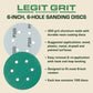6-Inch 6-Hole Sanding Discs, Single Grit, 50/100/150-Packs - Legit Grit