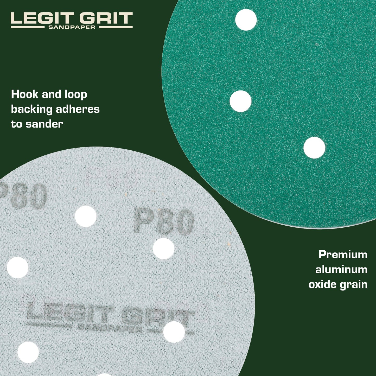 6-Inch 6-Hole Sanding Discs, Single Grit, 50/100/150-Packs - Legit Grit