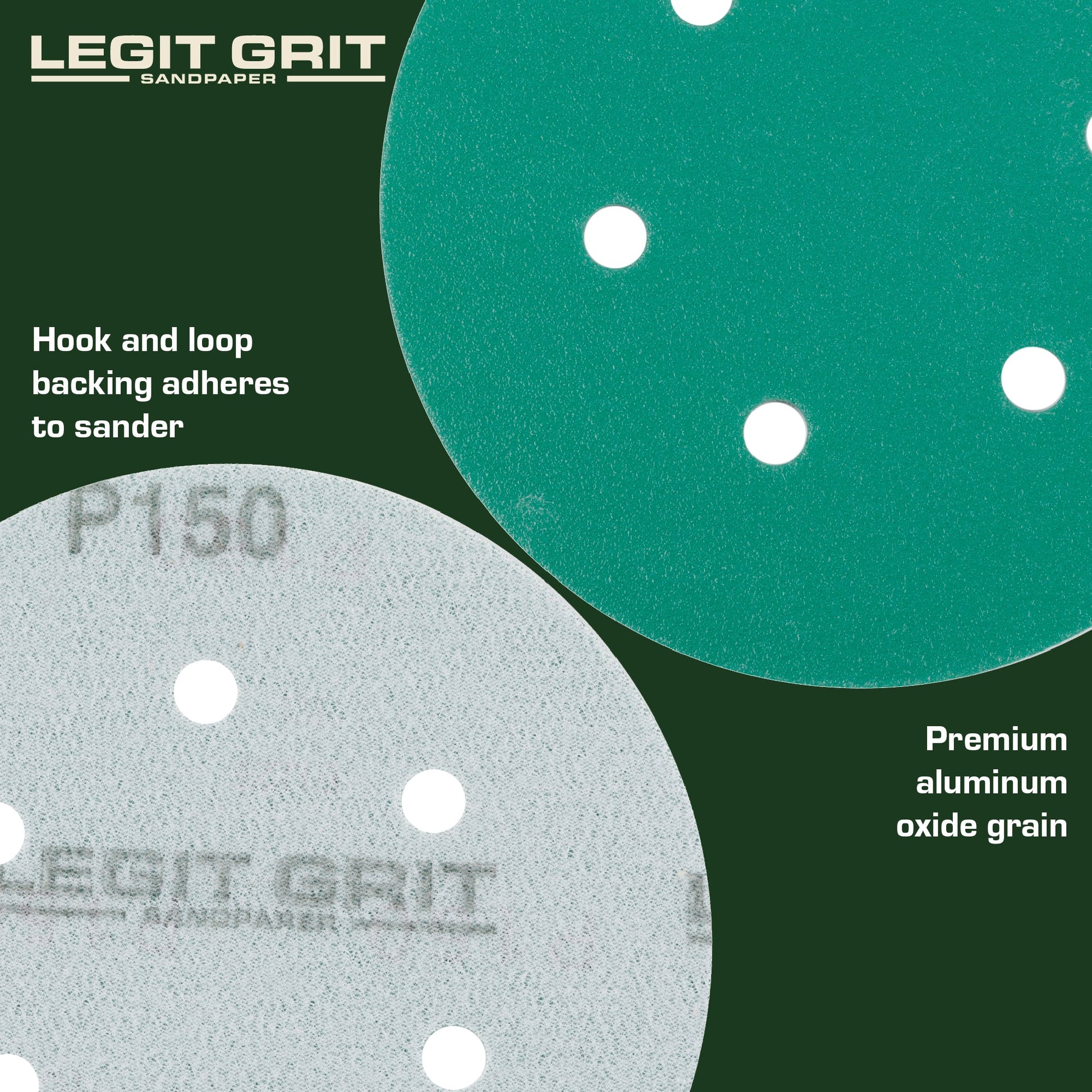 6-Inch 6-Hole Sanding Discs, Single Grit, 50/100/150-Packs - Legit Grit