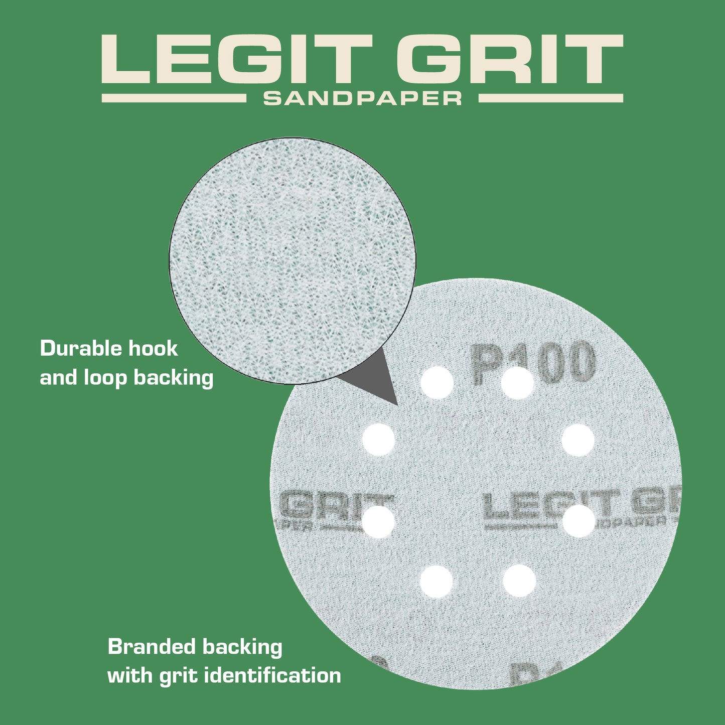 5-Inch 8-Hole Sanding Discs Legit Grit