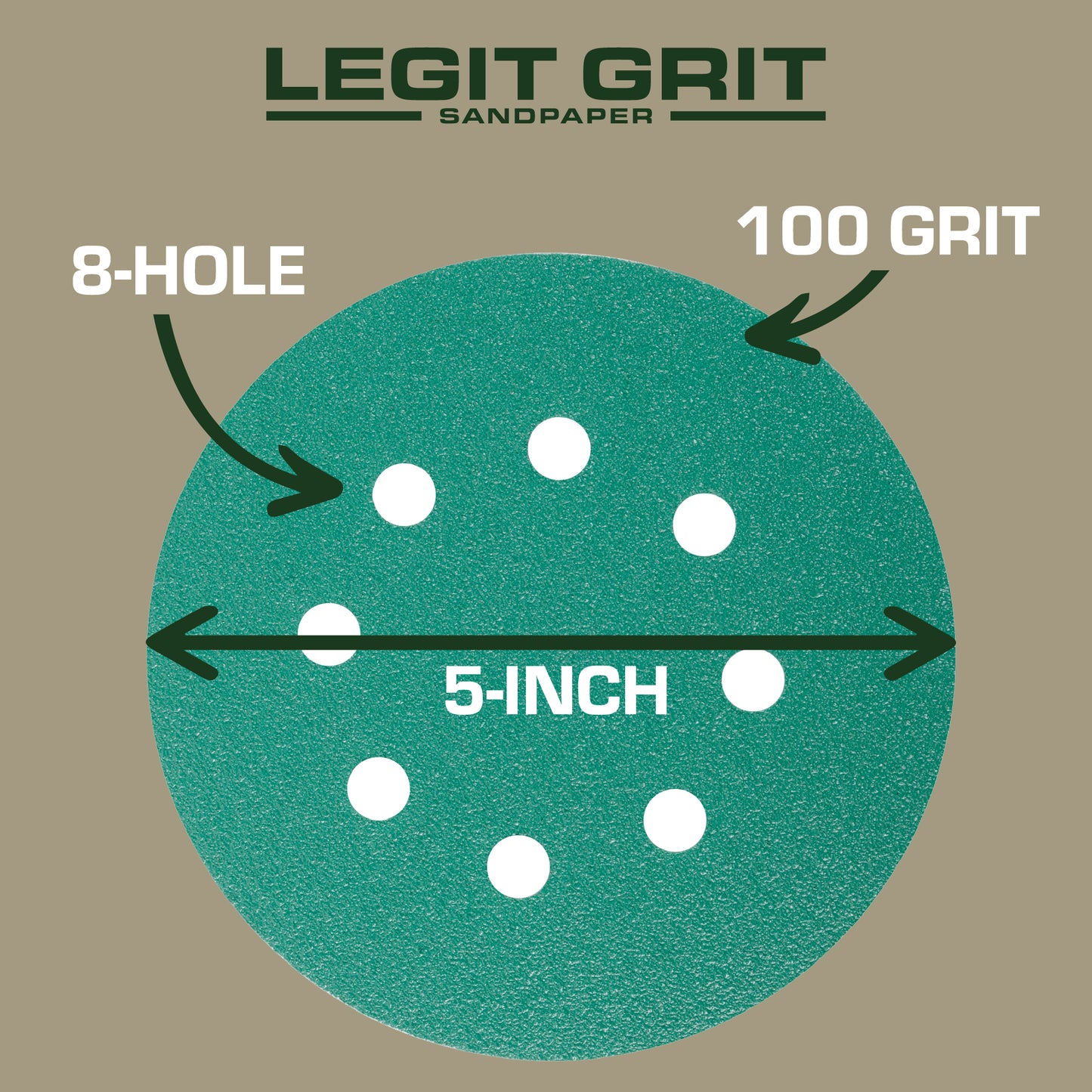 5-Inch 8-Hole Sanding Discs Legit Grit