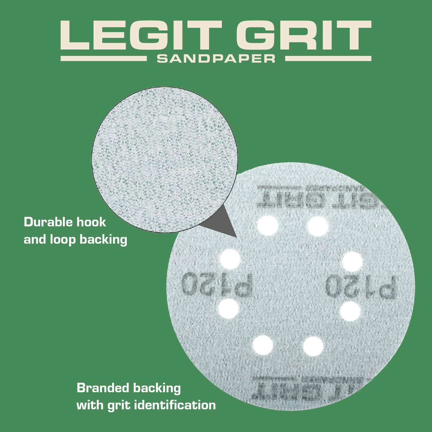 5-Inch 8-Hole Sanding Discs Legit Grit