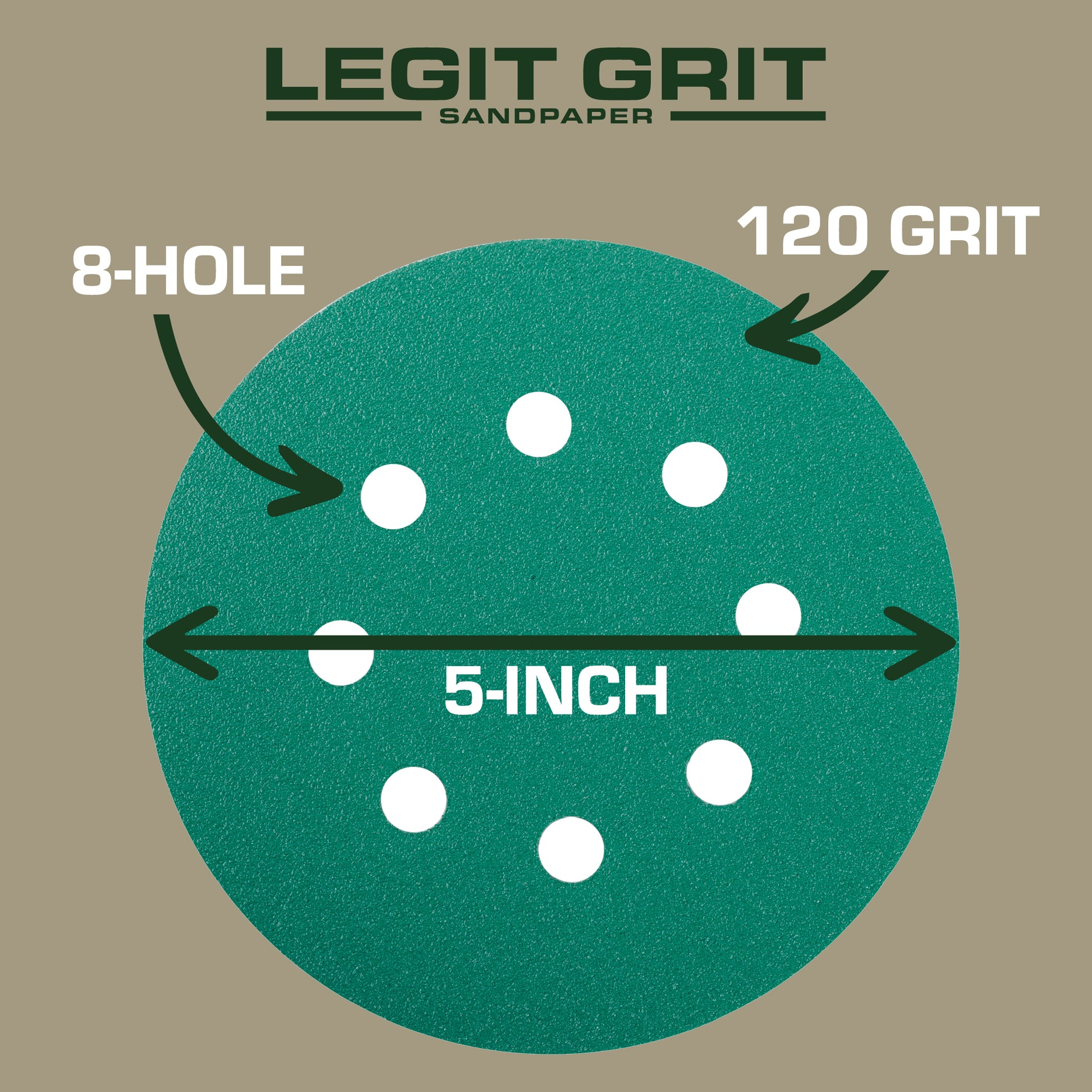 5-Inch 8-Hole Sanding Discs Legit Grit