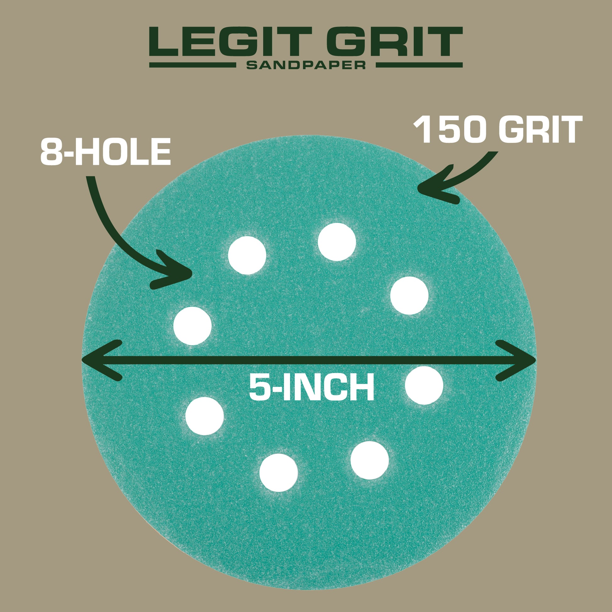 5-Inch 8-Hole Sanding Discs Legit Grit