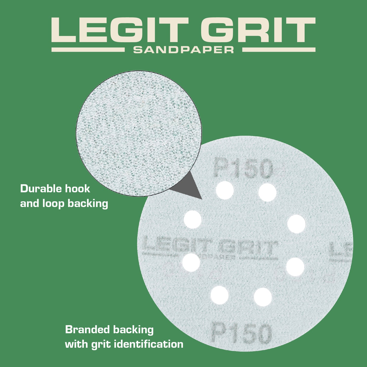 5-Inch 8-Hole Sanding Discs Legit Grit