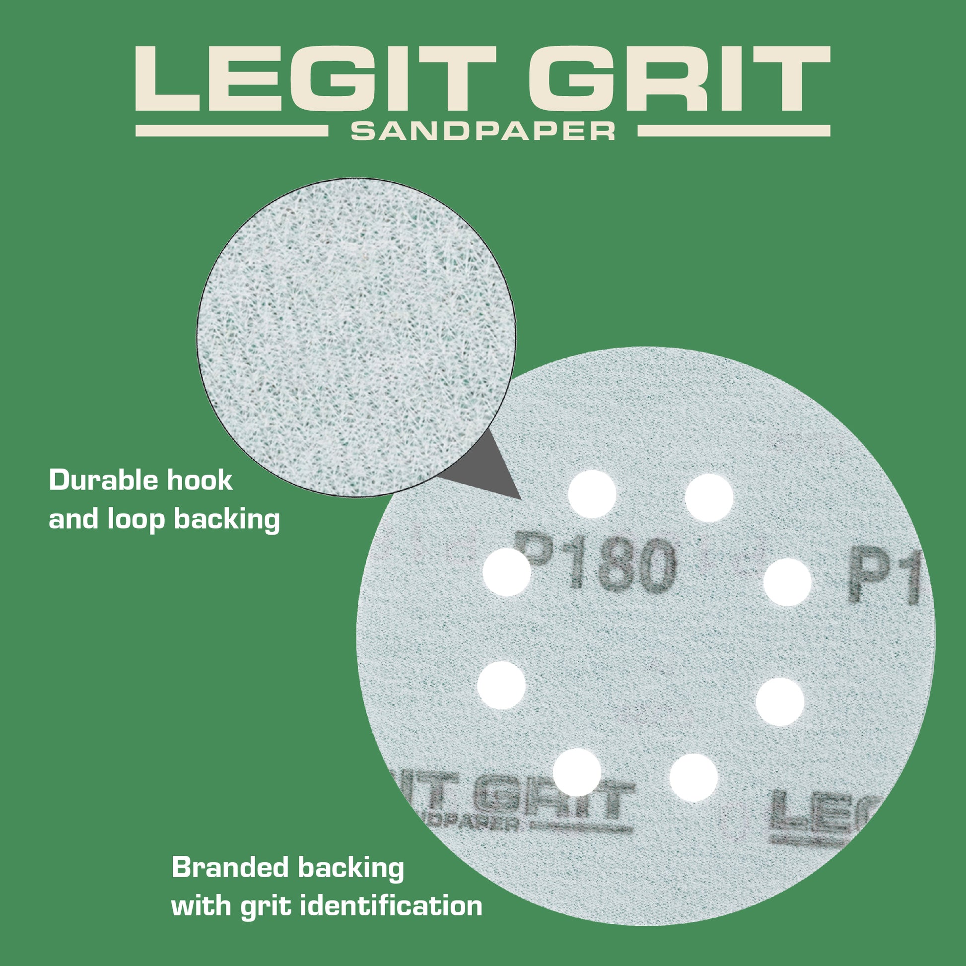 5-Inch 8-Hole Sanding Discs Legit Grit