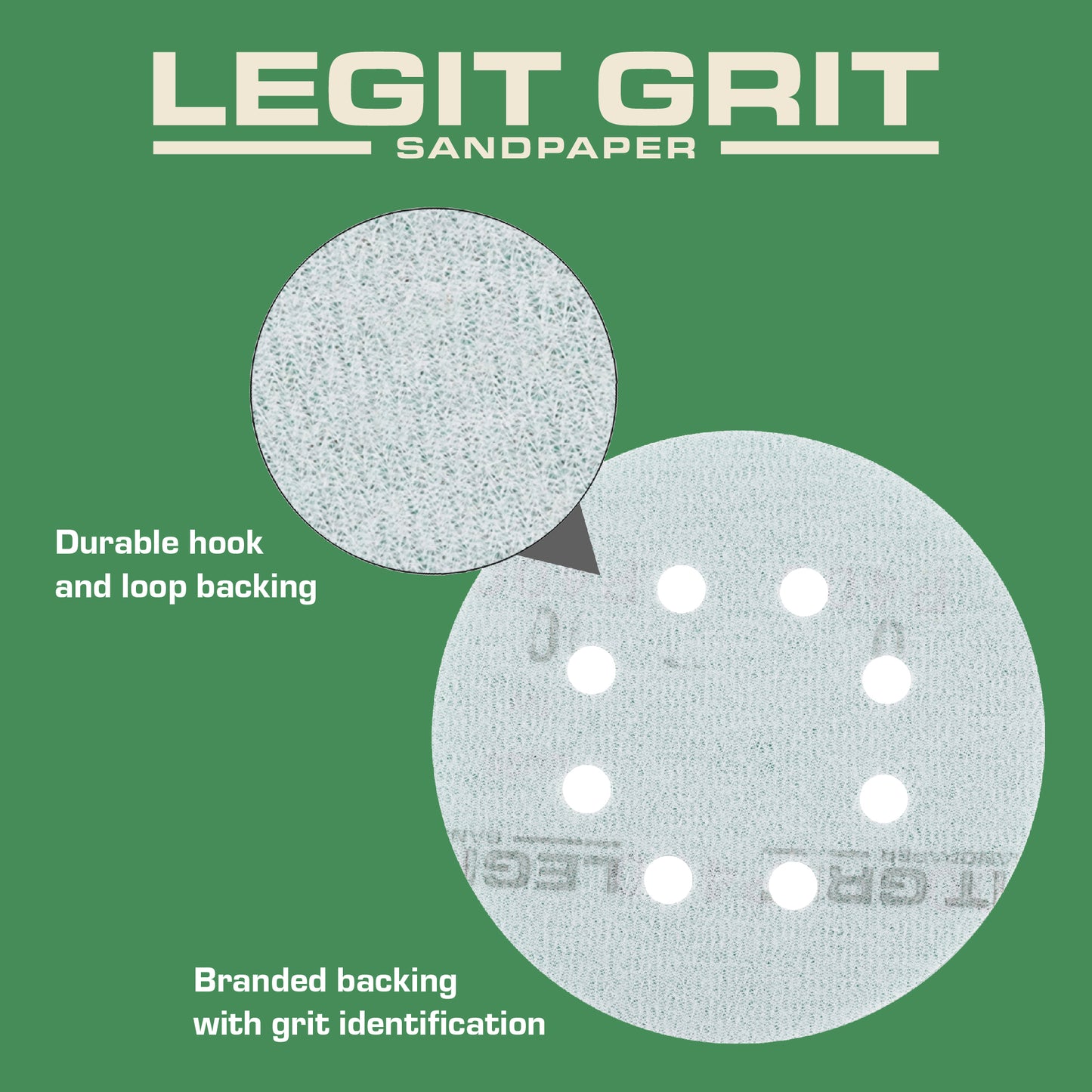 5-Inch 8-Hole Sanding Discs Legit Grit