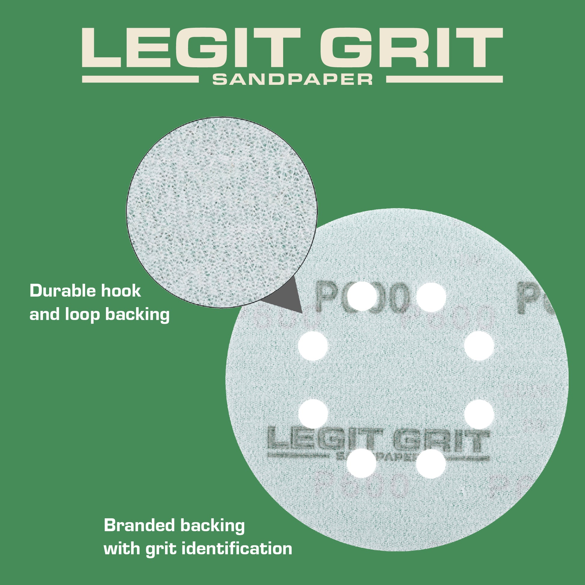 5-Inch 8-Hole Sanding Discs Legit Grit