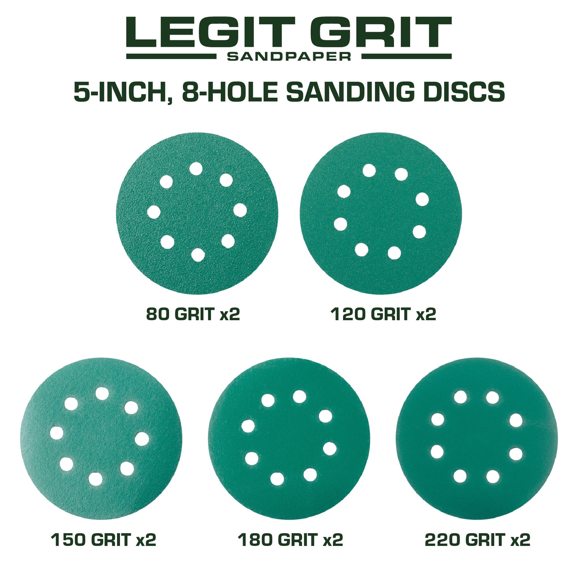 Hook & Loop Sanding Disc Sample Packs, Mixed Grit, 10-Pack - Legit Grit
